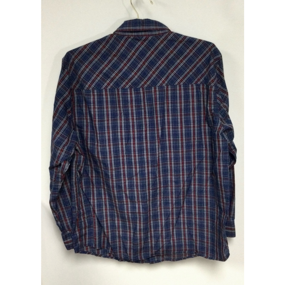 Vintage pearl snap Men's Haband Travelers Shirt, L, Blue - Picture 2 of 8